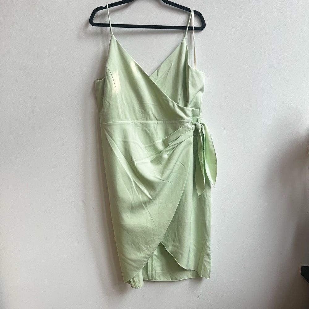 BCBGeneration Women's Spaghetti Wrap Mini Dress Lime Green Size 16